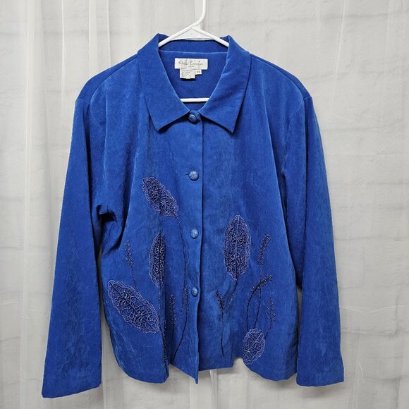 Vintage Great Cavalier Jacket Blue Embroidered Retro Boho M - Picture 8 of 8